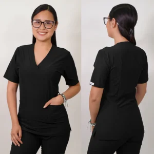 DELANTAL MUJER TELA ANTIFLUIDOS. NEGRO - ART. CLASICO-8
