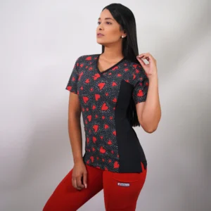 DELANTAL MUJER TELA ELASTICADA ESTAMPADA. COMBINA CON ROJO - ART. 2226