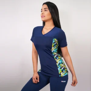 DELANTAL MUJER TELA ELASTICADA C/APLIC. ESTAMPADA AL COSTADO. COMBINA CON AZUL MARINO - ART. 2261