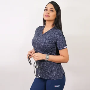 DELANTAL MUJER TELA ELASTICADA ESTAMPADA. COMBINA CON AZUL MARINO - ART. 2352