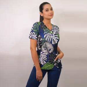 DELANTAL MUJER TELA ELASTICADA ESTAMPADA. COMBINA CON AZUL MARINO - ART. 2446