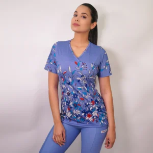 DELANTAL MUJER TELA ELASTICADA ESTAMPADA. COMBINA CON CELESTE - ART. 2453