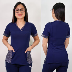 DELANTAL MUJER TELA ELASTICADA. AZUL MARINO - ART. 101-5