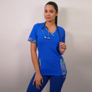 DELANTAL MUJER TELA ELASTICADA. AZUL REY - ART. 102-1