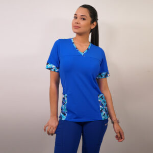 DELANTAL MUJER TELA ELASTICADA. AZUL REY - ART. 102-2
