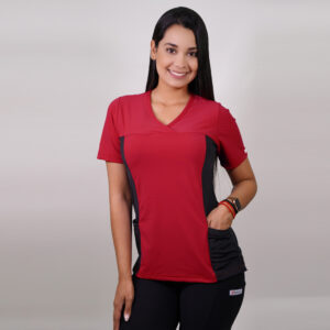 DELANTAL MUJER TELA ELASTICADA C/APLIC. LISA AL COSTADO. COMBINA CON NEGRO Y CON ROJO - ART. 2132