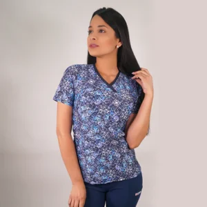 DELANTAL MUJER TELA ELASTICADA ESTAMPADA. COMBINA CON AZUL MARINO - ART. 2192