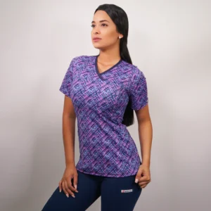 DELANTAL MUJER TELA ELASTICADA ESTAMPADA. COMBINA CON MORADO - ART. 2212