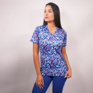 DELANTAL MUJER TELA ELASTICADA ESTAMPADA. COMBINA CON AZUL REY - ART. 2219