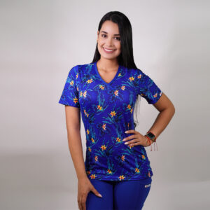 DELANTAL MUJER TELA ELASTICADA ESTAMPADA. COMBINA CON AZUL REY - ART. 2225
