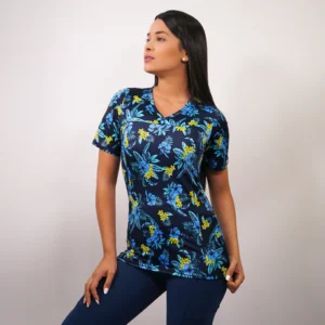 DELANTAL MUJER TELA ELASTICADA ESTAMPADA. COMBINA CON AZUL MARINO - ART. 2229