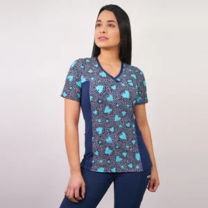 DELANTAL MUJER TELA ELASTICADA ESTAMPADA. COMBINA CON AZUL MARINO - ART. 2275