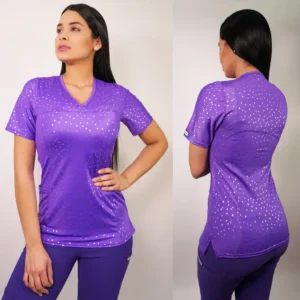 DELANTAL MUJER TELA ELASTICADA ESTAMPADA. COMBINA CON MORADO - ART. 2279