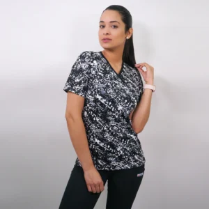 DELANTAL MUJER TELA ELASTICADA ESTAMPADA. NEGRO - ART. 2297