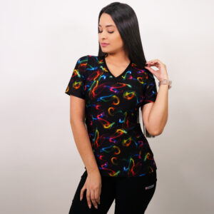 DELANTAL MUJER TELA ELASTICADA ESTAMPADA. COMBINA CON NEGRO - ART. 2336