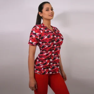 DELANTAL MUJER TELA ELASTICADA ESTAMPADA. COMBINA CON ROJO - ART. 2395