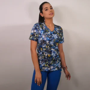 DELANTAL MUJER TELA ELASTICADA ESTAMPADA. COMBINA CON AZUL REY - ART. 2402