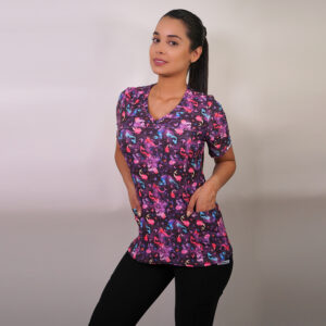 DELANTAL MUJER TELA ELASTICADA ESTAMPADA. COMBINA CON NEGRO - ART. 2421