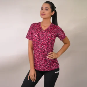 DELANTAL MUJER TELA ELASTICADA ESTAMPADA. FUCSIA - ART. 2429