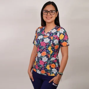 DELANTAL MUJER TELA ELASTICADA ESTAMPADA. FLORES - ART. 2485