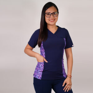 DELANTAL MUJER TELA ELASTICADA ESTAMPADA. AZUL MARINO - ART. 2487