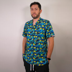 DELANTAL ELASTICADO HOMBRE TELA ESTAMPADA. COMBINA CON NEGRO - ART. 646