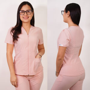 DELANTAL MUJER ANTIFLUIDOS AZALEA CON CIERRE. PALO ROSA - ART. AZALEA-16