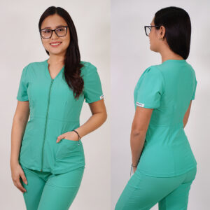DELANTAL MUJER ANTIFLUIDOS AZALEA CON CIERRE. VERDE PASTEL - ART. AZALEA-17
