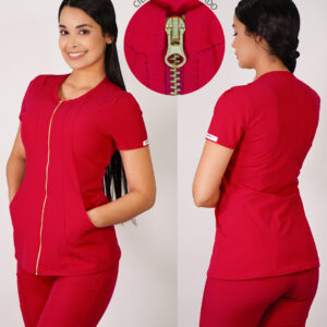 DELANTAL ANTIFLUIDOS MUJER LIRIO CON CIERRE. ROJO - ART. LIRIO-5