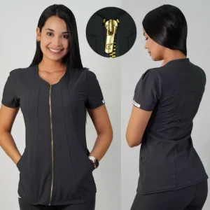 DELANTAL ANTIFLUIDOS MUJER LIRIO CON CIERRE. GRIS - ART. LIRIO-10