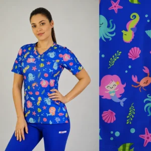 DELANTAL MUJER TELA ELASTICADA- SIRENA- AZUL REY - ART. 2563