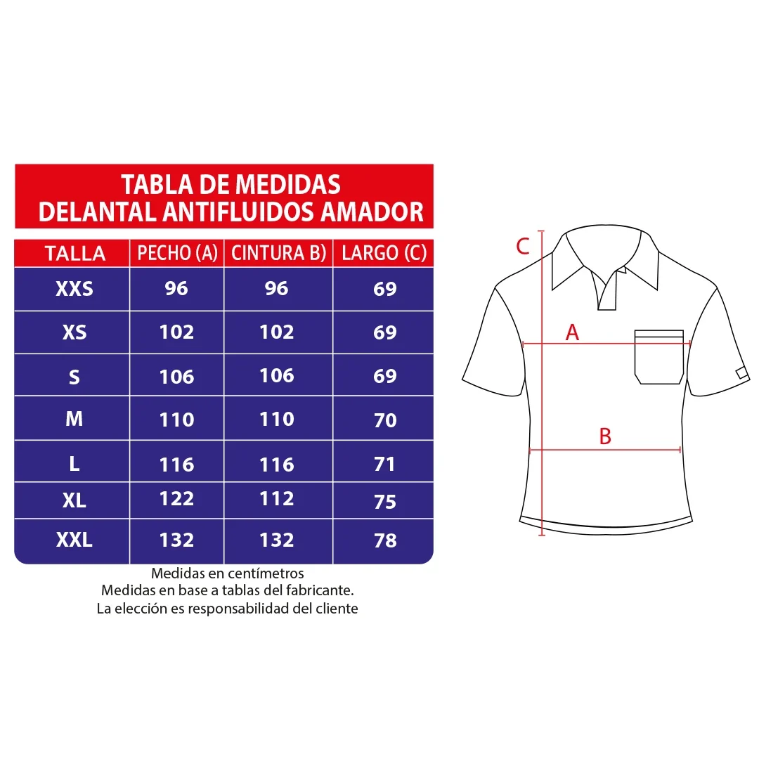 DELANTAL HOMBRE ANTIFLUIDOS - AZUL REY - ART. AMADOR-2 - Imagen 2